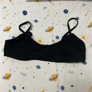 pacsun black ribbed swim top
